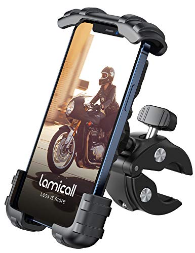 Lamicall Soporte Movil Bicicleta, Soporte Motocicleta - Rotación 360° Soporte Manillar para iPhone 14 Pro Max Plus, 13/12/11 Pro Max, XS Max, X, XR, 8 7 6, Samsung S10 S9, Huawei, 4.7-6.8" Smartphones