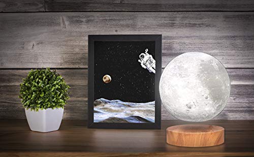 VGAzer Levitando la lámpara de la luna, flotando y girando en el aire. Imprimiendo en 3D la luz de la luna del LED, para regalos únicos de vacaciones, decoración de la habitación (blanco)