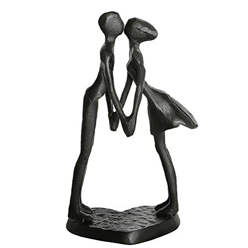 Aoneky Estatua de Pareja de Metal - Figura Decorativa de Parejas Novios Escultura de Hierro, Regalo para San Vanlentín Aniversario de Bodas Navidad, Decoración Romántica Moderna del Hogar Casa Oficina