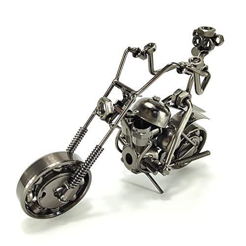 Cosysparks Vintage Iron modelo de motocicleta, Metal maqueta moto con Metal Man Motorcycle Collectible Art Gift para amantes de las motos (Negro)