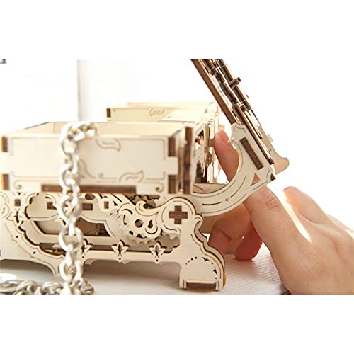 UGEARS Cofrecito De Época Modelo mecánico - Puzzle 3D Rompecabezas Adultos - Caja de Tesoro de Madera - Cofre del Tesoros - Vintage Cajas de Madera Maquetas para Construir Adultos y Adolescentes - no se que regalar