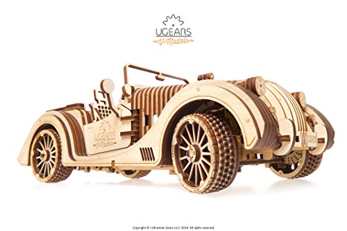 UGEARS Roadster VM-01 - 3D Puzzle de Madera Coche Deportivo - Gran Regalo para Amantes de Coches DIY - no se que regalar