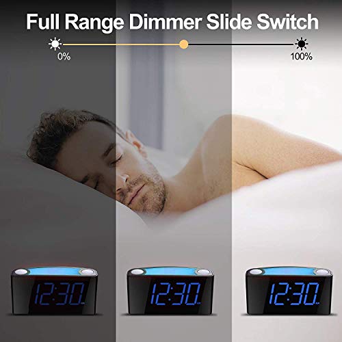 Reloj Despertador por Vibración con Agitador de Cama, Pantalla Regulable de 7 '', 7 Luces Nocturnas en Color, 12/24, Configuración de Respaldo de Batería, Despertador Grande para Dormitorio, Cojines