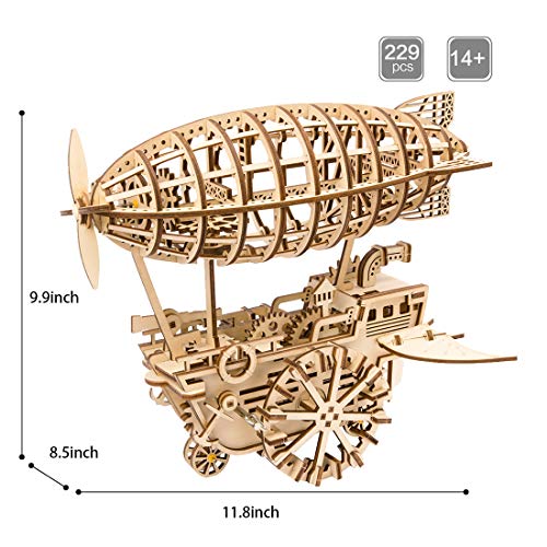 Robotime Rompecabezas de Madera 3D Cortado con láser - Kits de Modelo autopropulsados - Juego de construcción mecánica - Rompecabezas para niños, Adolescentes y Adultos (Air Vehicle) - no se que regalar