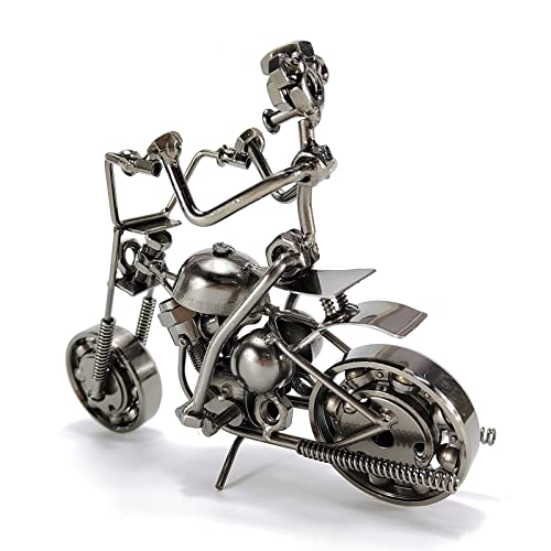 Cosysparks Vintage Iron modelo de motocicleta, Metal maqueta moto con Metal Man Motorcycle Collectible Art Gift para amantes de las motos (Negro)