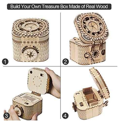 ROKR Caja del Tesoro 3D en Madera, Maqueta Madera Kit de Construcción Sin Pegamento para Niños y Adultos - no se que regalar