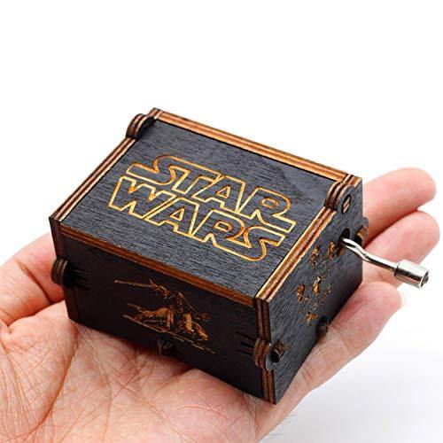 Caja de música de Star Wars de madera negra, caja de madera tallada a mano de madera tallada antigua artesanía de decoración del hogar para niños regalos - no se que regalar