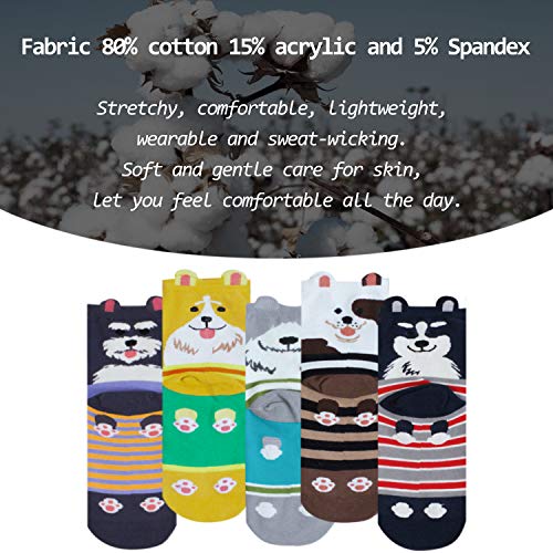 Justay Pack de 5 Calcetines Mujer Divertidos Originales Animales Lindos Estampados Ocasionales de Algodón para Niña y Mujer - no se que regalar