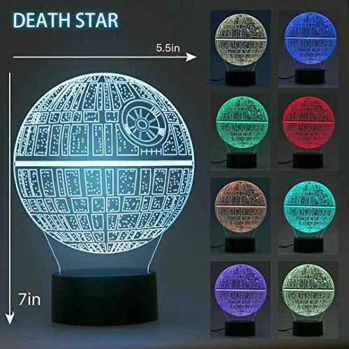 3D Star Wars Lamp - Star Wars Gifts - 3 Pattern & 1 Base & 1 Remote - Star Wars R2-D2 / Death Star/Millennium Falcon - Star Wars Light - Star Wars con control remoto - no se que regalar