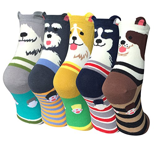 Justay Pack de 5 Calcetines Mujer Divertidos Originales Animales Lindos Estampados Ocasionales de Algodón para Niña y Mujer - no se que regalar