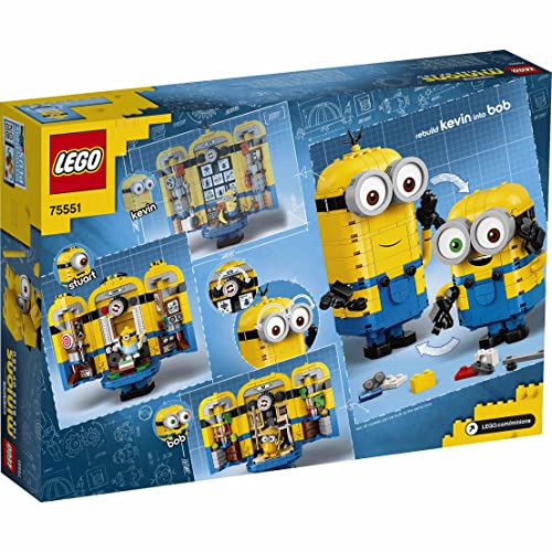 LEGO 75551 Minions y su Guarida para Construir, Juguete de Consttucción de Kevin, Bob y Stuart con Herramientas, Accesorios y Banana