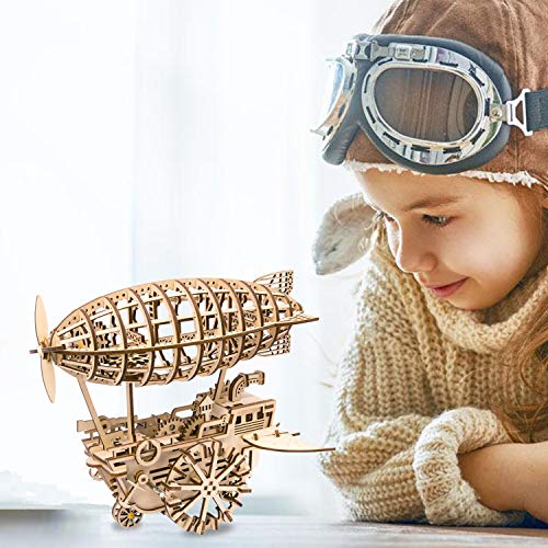 Robotime Rompecabezas de Madera 3D Cortado con láser - Kits de Modelo autopropulsados - Juego de construcción mecánica - Rompecabezas para niños, Adolescentes y Adultos (Air Vehicle) - no se que regalar