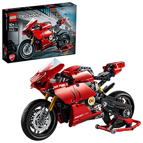 LEGO 42107 Technic Ducati Panigale V4 R, Moto de Juguete Roja, Maqueta para Construir y Decorar, Idea de Regalo para Niños Pequeños