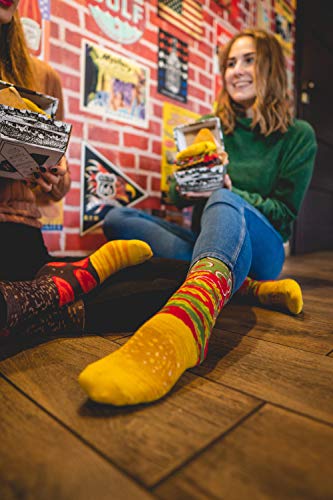 Rainbow Socks - Calcetines divertidos para Hombre Mujer Divertidos Calcetines de Hamburguesa - 2 Pares - Talla UE 41-46 - no se que regalar