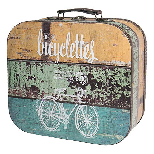 HMF VKO200 Maleta Vintage de Madera | 32 x 29,5 x 12 cm | Grande | Decoración Bicicleta - no se que regalar