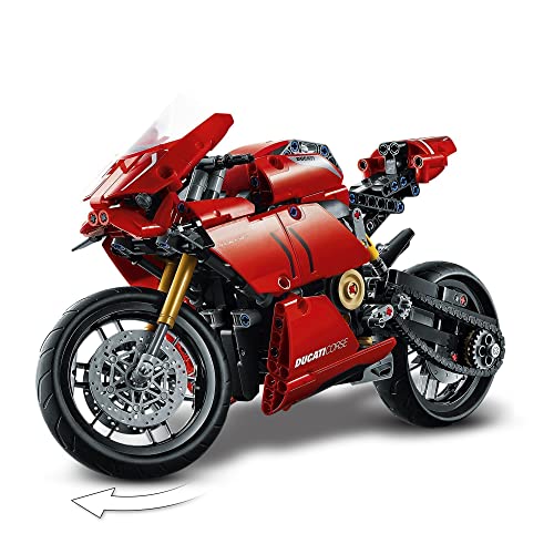 LEGO 42107 Technic Ducati Panigale V4 R, Moto de Juguete Roja, Maqueta para Construir y Decorar, Idea de Regalo para Niños Pequeños