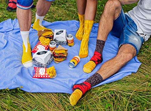 Rainbow Socks - Hombre Mujer Calcetines Meal Socks Box Regalo - 5 Pares - Burger Patatas Fritas Cerveza - Talla 41-46 - no se que regalar