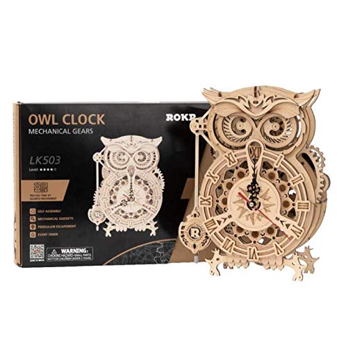 PROVO Owl Clock Puzzle 3D Maqueta Madera, Creativo DIY Búho Reloj De Madera Juego De Rompecabezas Montaje Juguete Regalo para Niños Adolescentes Adultos