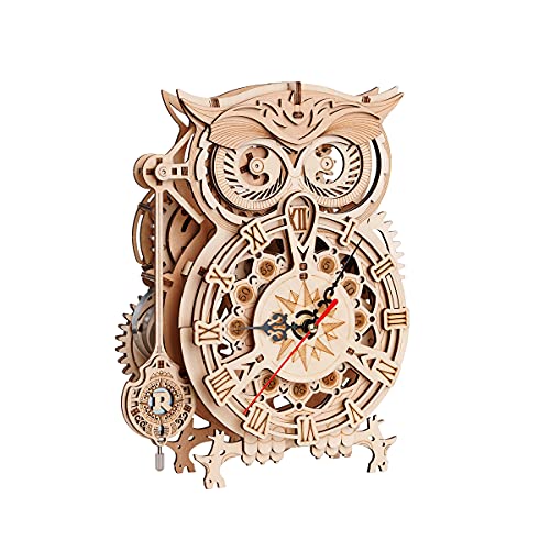 PROVO Owl Clock Puzzle 3D Maqueta Madera, Creativo DIY Búho Reloj De Madera Juego De Rompecabezas Montaje Juguete Regalo para Niños Adolescentes Adultos