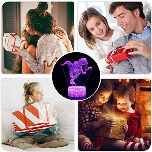 Dinosaurio Luz Nocturna Infantil, Juguete Dinosaurio para Chicos, Lámpara de Noche 3D de 16 Colores con Control Remoto, Regalos de Cumpleaños para Niños y Adultos - no se que regalar