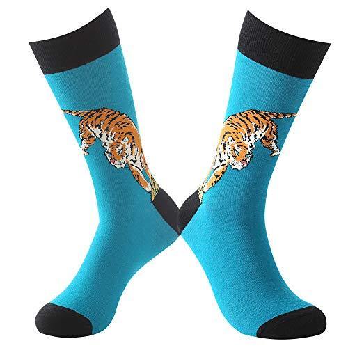 BONANGEL Calcetines de Vestir Divertidos, Coloridos Calcetines Para Hombres,Calcetines de Oficina de Algodón con Estampados Divertidos y Elegantes de Fantasía, Locos Geniales (10 Pairs-Raccoon1) - no se que regalar