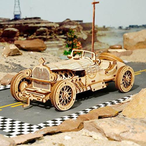 ROKR Car Madera Maquetas para Construir - Maquetas para Montar - Set de Construcción Puzzle 3D para niños y Adultos (Grand Prix Car) - no se que regalar