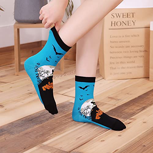 LOFIR Calcetines de fiesta de Halloween para Mujeres Calcetines Divertidos con Dibujos de Animal, talla 35-41, 5 pares