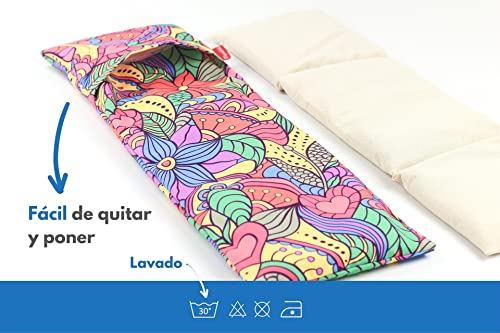 Saco Térmico de Semillas para microondas | Ayuda a Aliviar Dolores Musculares gracias al Calor Seco | Funda Lavable 100% Algodón Vitral (50 x 15 CM, Aroma Lavanda)