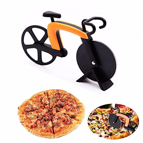 G.a HOMEFAVOR Cortapizzas con Recubrimiento Antiadherente Cortador de Pizza con Forma de Bicicleta