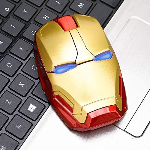 Ratón inalámbrico ergonómico, diseño de Iron Man, 2,4 G, ratón portátil con receptor nano USB, para portátil, ordenador de sobremesa, MacBook, responde hasta 10 m 10 m. - no se que regalar