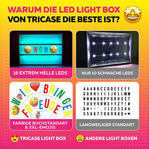 Caja de Luz Mensaje con 254 Letras y Emojis - 8 Emojis XXL, Mando a Distancia, USB 1,5 m, 2 Marcadores - Caja de Luz 16 Colores, Decoración Hogar | Idea de regalo de cumpleaños y Navidad de mesa d luz