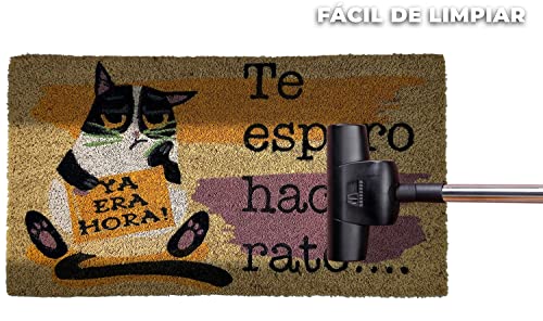 LucaHome - Felpudo de Coco Natural 70x40 con Base Antideslizante, Felpudo de Coco Divertido Te espero Hace rato,Felpudo Absorbente Entrada casa, Ideal para Puerta Exterior o Pasillo