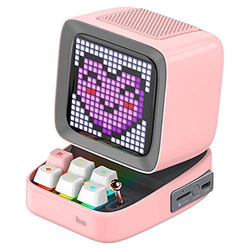 Divoom Ditoo Pixel Art Altavoz Bluetooth Multifuncional, Altavoz portátil Retro con Pantalla LED RGB, Teclado mecánico, Reloj Despertador Inteligente, Compatible con Tarjeta TF y Radio (Pink) - no se que regalar