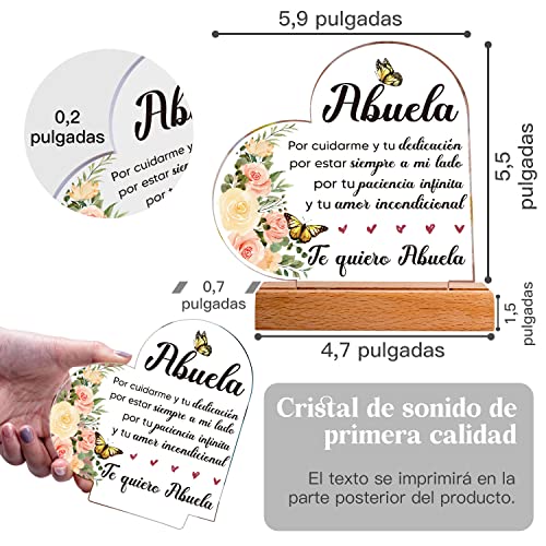 Vetbuosa Regalo Abuela, Placa Acrílica para Abuela, Regalo Abuela Cumpleaños, Regalos Abuela, Regalo para Abuela, Abuela Regalo Original, Regalos para Abuelas