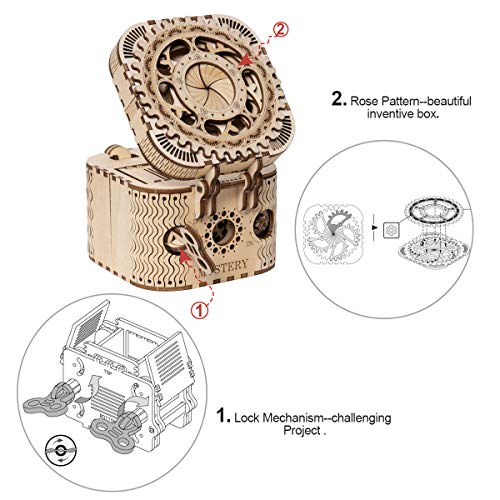 ROKR Caja del Tesoro 3D en Madera, Maqueta Madera Kit de Construcción Sin Pegamento para Niños y Adultos - no se que regalar