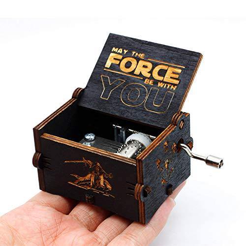 Caja de música de Star Wars de madera negra, caja de madera tallada a mano de madera tallada antigua artesanía de decoración del hogar para niños regalos - no se que regalar