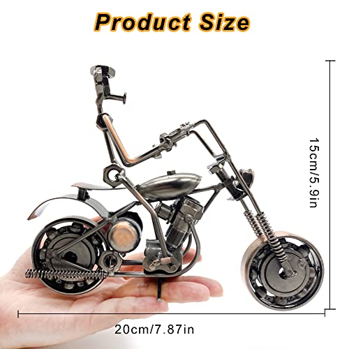 Cosysparks Vintage Iron modelo de motocicleta, Metal maqueta moto con Metal Man Motorcycle Collectible Art Gift para amantes de las motos (Negro)