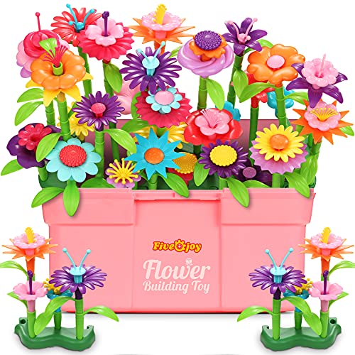 Fivejoy 134PCS Juguetes de Construcción para Jardín de Flores, Jardín Flores Playset Regalos, Juguetes de Construcción de Jardín Pretender Cumpleaños Regalos Juguetes para Niñas y Niños de 3-6 años - no se que regalar