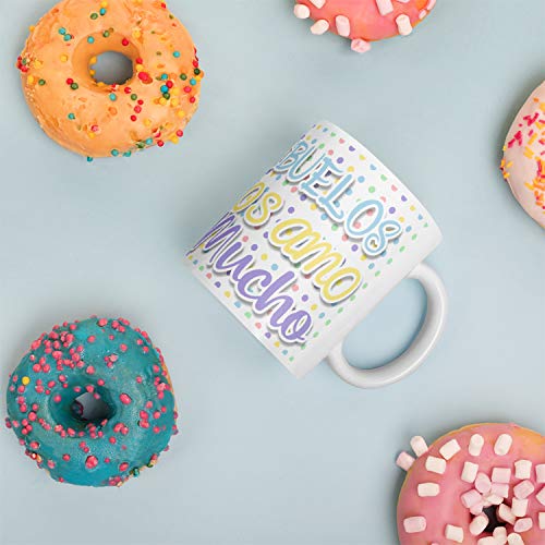 Kembilove Taza Desayuno para Abuelos – Tazas Originales con mensajes Graciosos con Mensaje Abuelos los amo mucho – Taza de Café y Té para Abuelos – Regalos Originales - no se que regalar