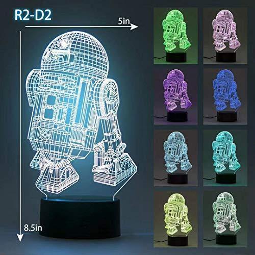 3D Star Wars Lamp - Star Wars Gifts - 3 Pattern & 1 Base & 1 Remote - Star Wars R2-D2 / Death Star/Millennium Falcon - Star Wars Light - Star Wars con control remoto - no se que regalar