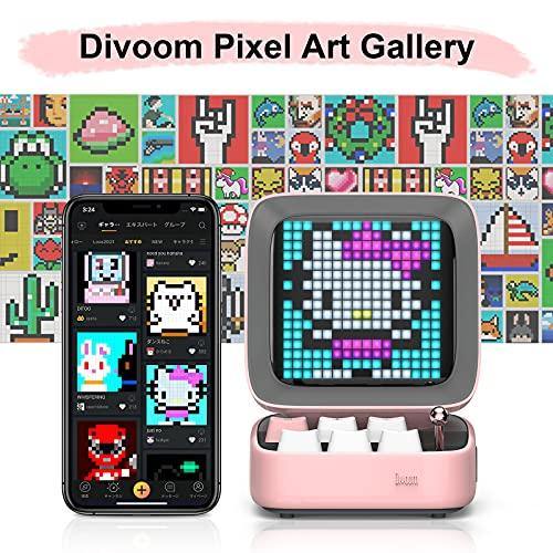 Divoom Ditoo Pixel Art Altavoz Bluetooth Multifuncional, Altavoz portátil Retro con Pantalla LED RGB, Teclado mecánico, Reloj Despertador Inteligente, Compatible con Tarjeta TF y Radio (Pink) - no se que regalar