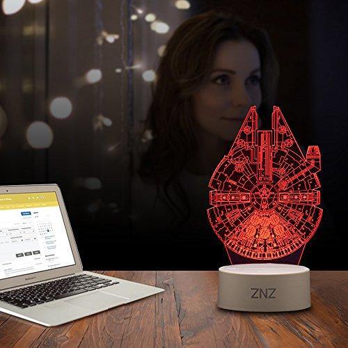 3D LED Star Wars Luz de noche, Lámpara de ilusión Death Star + R2-D2 + Millennium Falcon, Tres patrones y 16 colores Lámpara de decoración Cambio - Regalo perfectos para niño - 3 paquete - no se que regalar