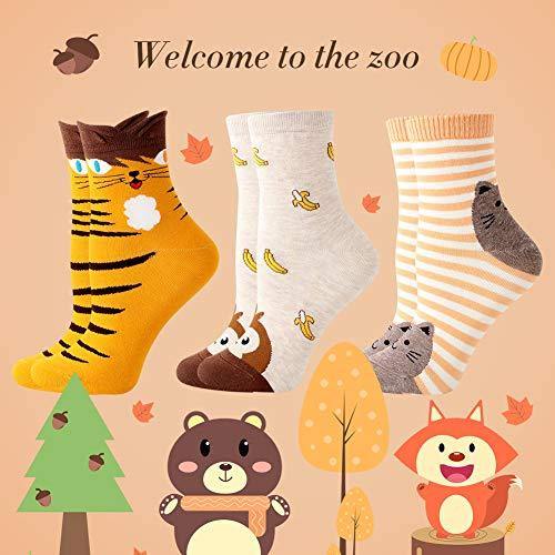 BONANGEL Calcetines Divertidos para Mujer, Calcetines de Animales, Novedad Bonita, Calcetines de Fantasía Coloridos Algodón Extraño, Cálidos Cumpleaños, Navidad para Mujeres (5 Pairs-Cat1) - no se que regalar