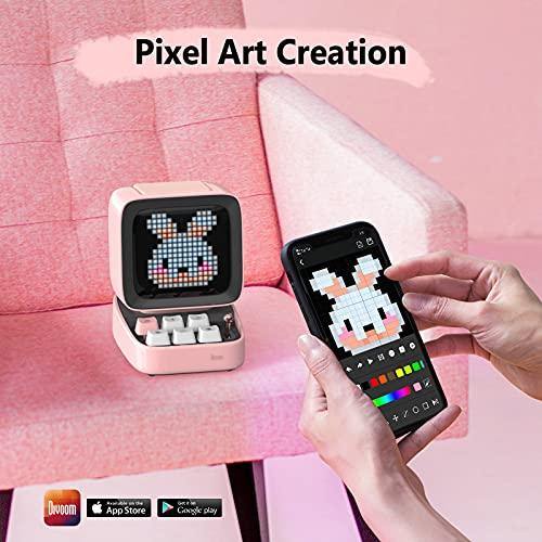 Divoom Ditoo Pixel Art Altavoz Bluetooth Multifuncional, Altavoz portátil Retro con Pantalla LED RGB, Teclado mecánico, Reloj Despertador Inteligente, Compatible con Tarjeta TF y Radio (Pink) - no se que regalar