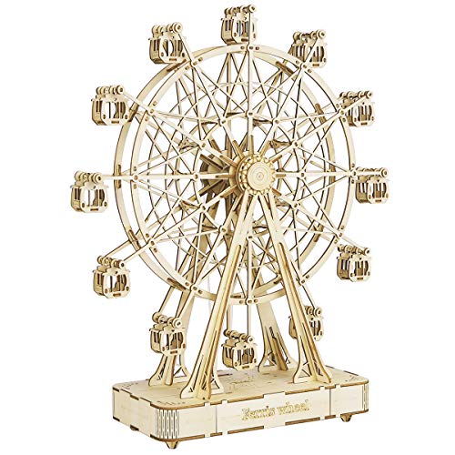 Rolife Modelos Mecánicos Kits Ferris Wheel con música Puzzle de Madera 3D para niños y Adultos - no se que regalar