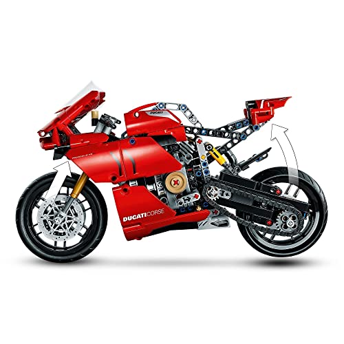 LEGO 42107 Technic Ducati Panigale V4 R, Moto de Juguete Roja, Maqueta para Construir y Decorar, Idea de Regalo para Niños Pequeños