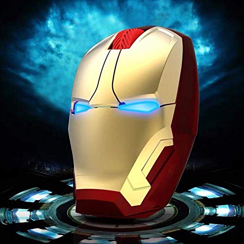 Ratón inalámbrico ergonómico, diseño de Iron Man, 2,4 G, ratón portátil con receptor nano USB, para portátil, ordenador de sobremesa, MacBook, responde hasta 10 m 10 m. - no se que regalar