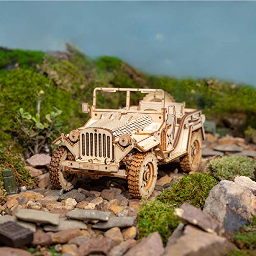 ROKR Car Madera Maquetas para Construir - Maquetas para Montar - Set de Construcción Puzzle 3D para niños y Adultos (Army Jeep) - no se que regalar