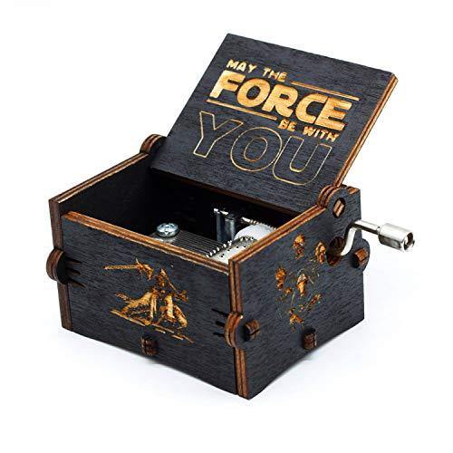 Caja de música de Star Wars de madera negra, caja de madera tallada a mano de madera tallada antigua artesanía de decoración del hogar para niños regalos - no se que regalar