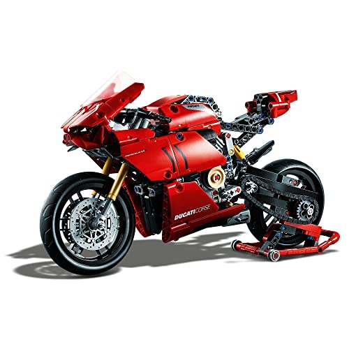 LEGO 42107 Technic Ducati Panigale V4 R, Moto de Juguete Roja, Maqueta para Construir y Decorar, Idea de Regalo para Niños Pequeños